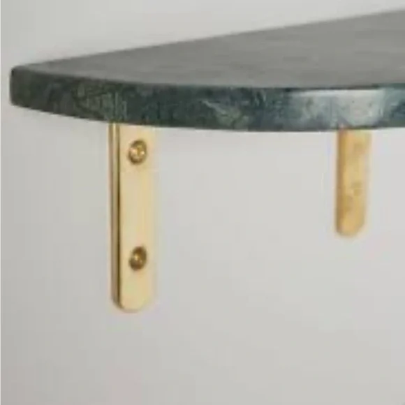 Anthropologie Green/Gold Marble Demi Crescent Wall Shelf - Picture 2 of 7